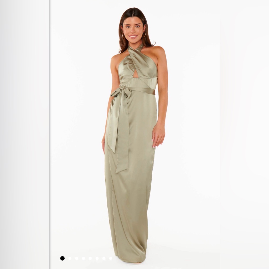 Show Me Your Mumu Adele Halter Maxi Dress In Moss Green